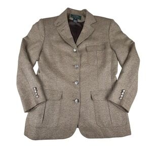 Ralph Lauren Exquisite Sz 12P Cougar Button Equestrian Classic Blazer Jacket-USA